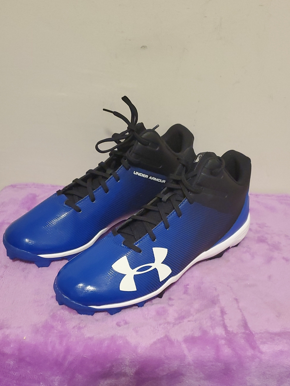 Under Armour Royal Blue and Black Athletic Cleats with White Logo
